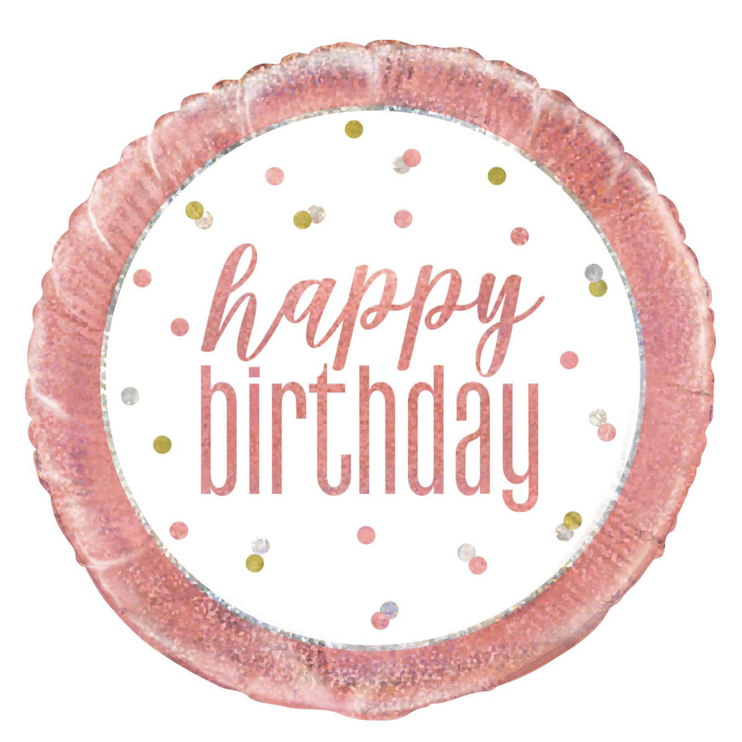 Rose Gold "Happy Birthday" Foil Prismatic Balloon