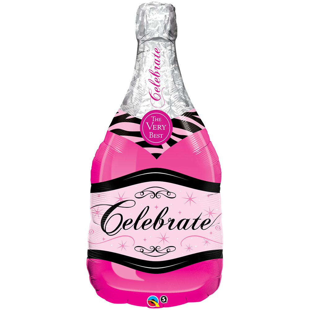 Celebrate Pink Bubbly Wine Bottle Shape Foil Balloon