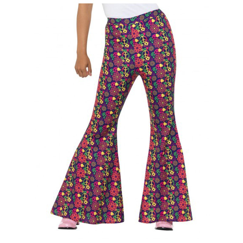 60s Psychedelic CND Flared Trousers, Ladies