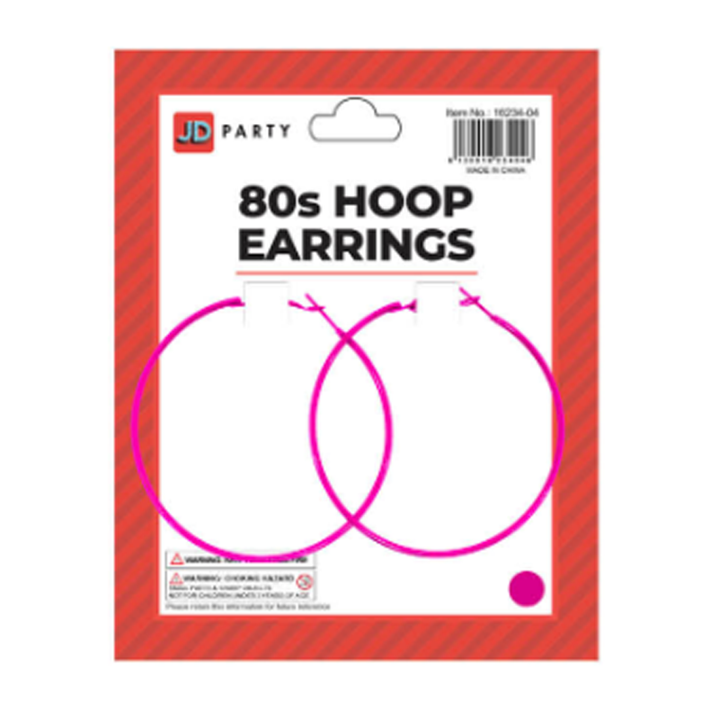 Hoop Earrings Neon Pink