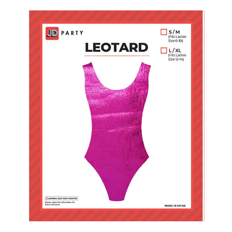 80s Leotard Metallic Hot Pink