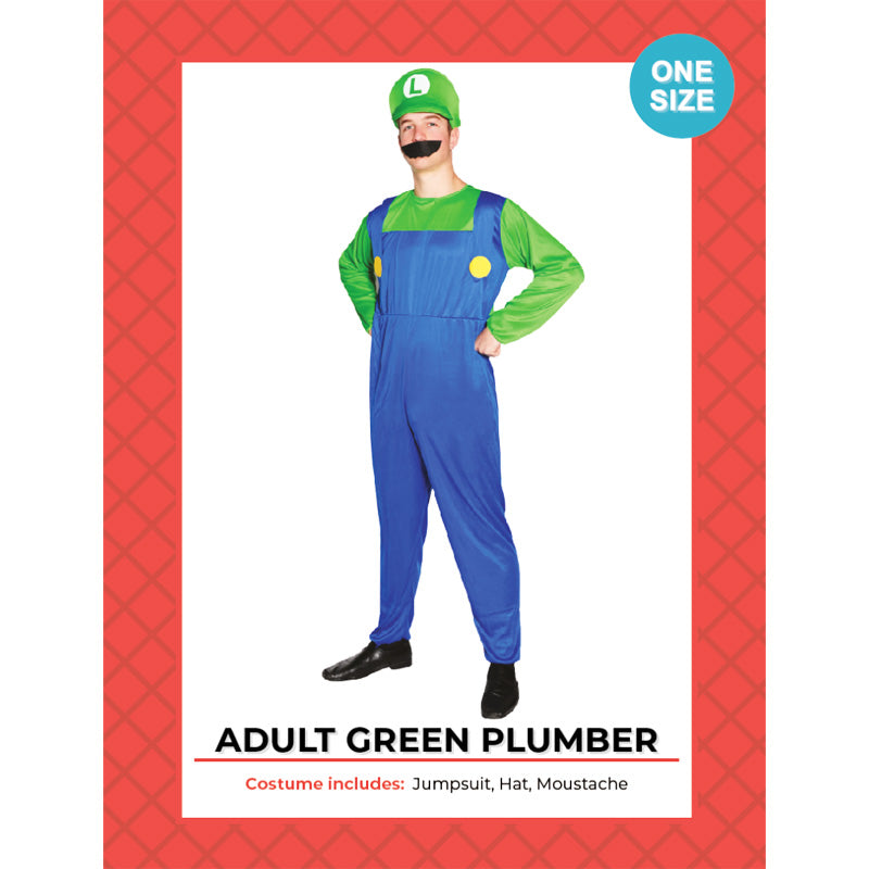 Luigi Adult Green Plumber Costume