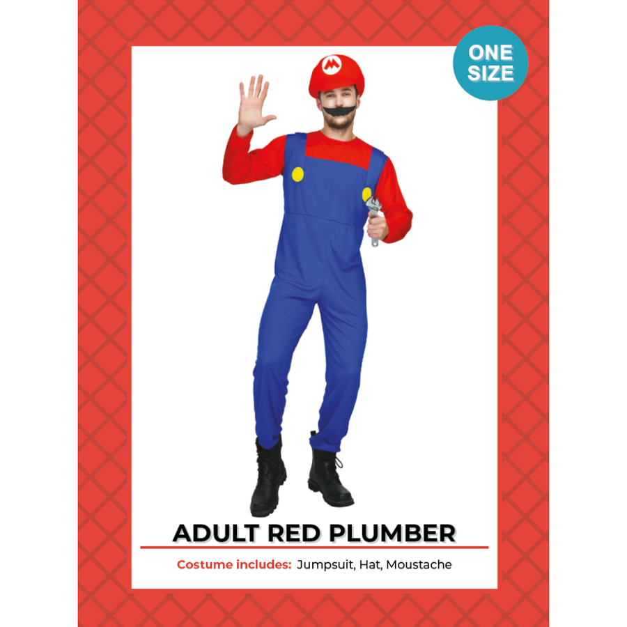 Mario Adult Red Plumber Costume