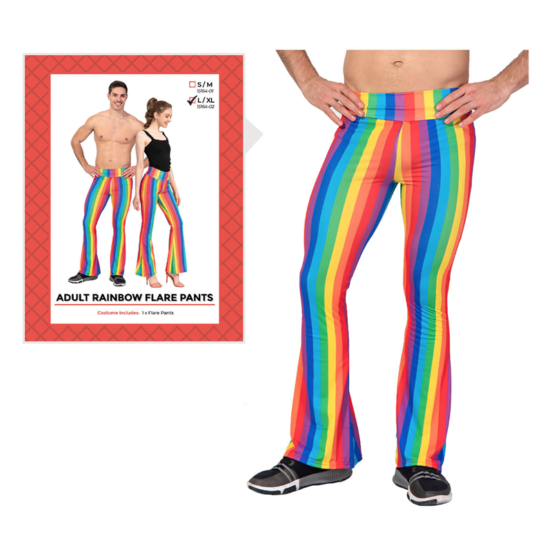 Adult Rainbow Stripe Flare Pants
