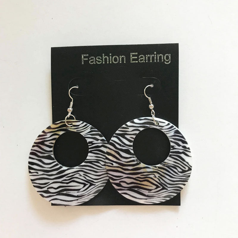 Animal Zebra Print Round Earrings 1