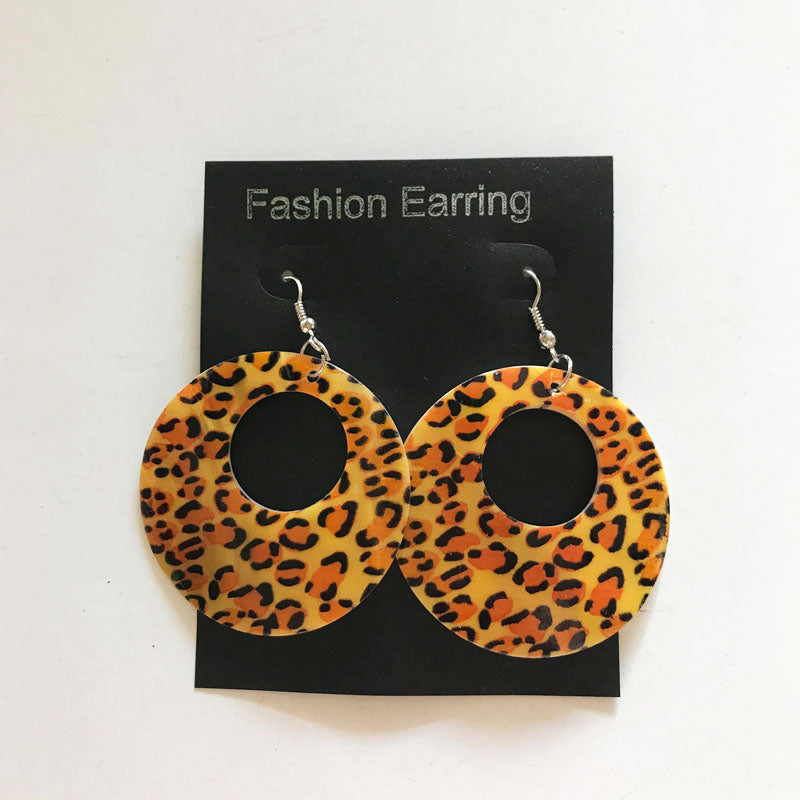 Animal Print Cheetah Brown Round Earrings 3