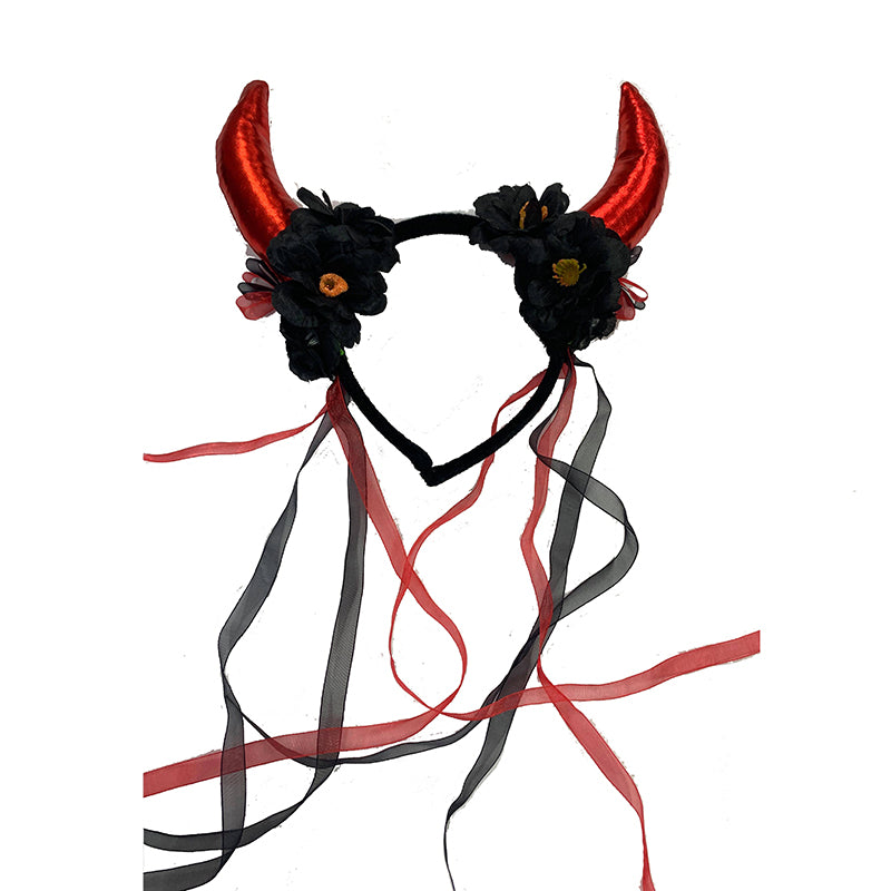 Devil Horns Headband with Ribbons