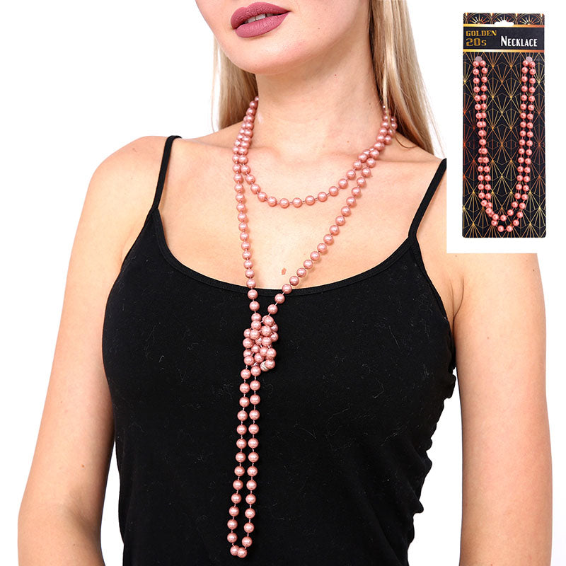 Faux Rose Gold Pearl Necklace