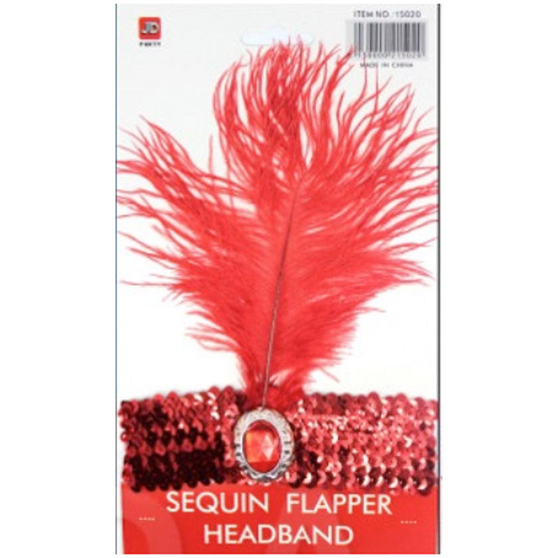Sequin Flapper Headband - Red