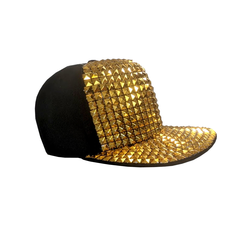 Gold Sequin Snap Back Rapper Cap