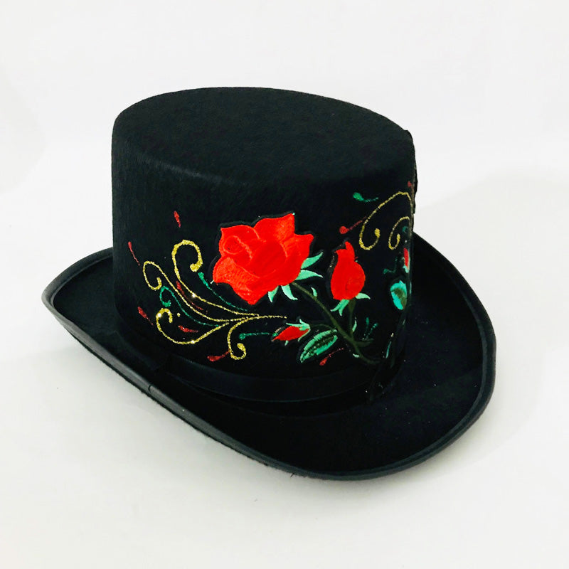 Top hat with Embroidered Roses