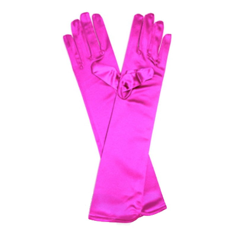 Long Satin Gloves - Hot Pink