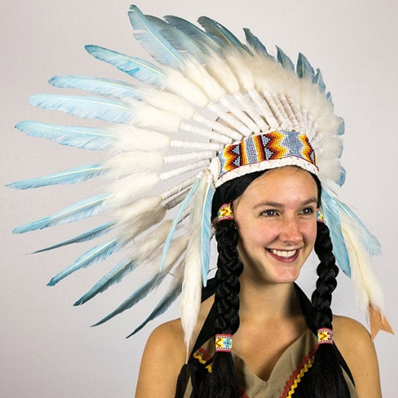 Indian Small Turquoise Feather Headdress