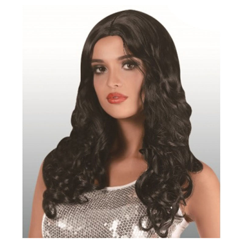 Long Black Wig with Curl