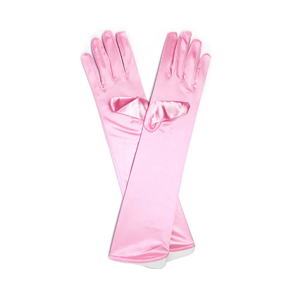 Long Satin Gloves - Pink