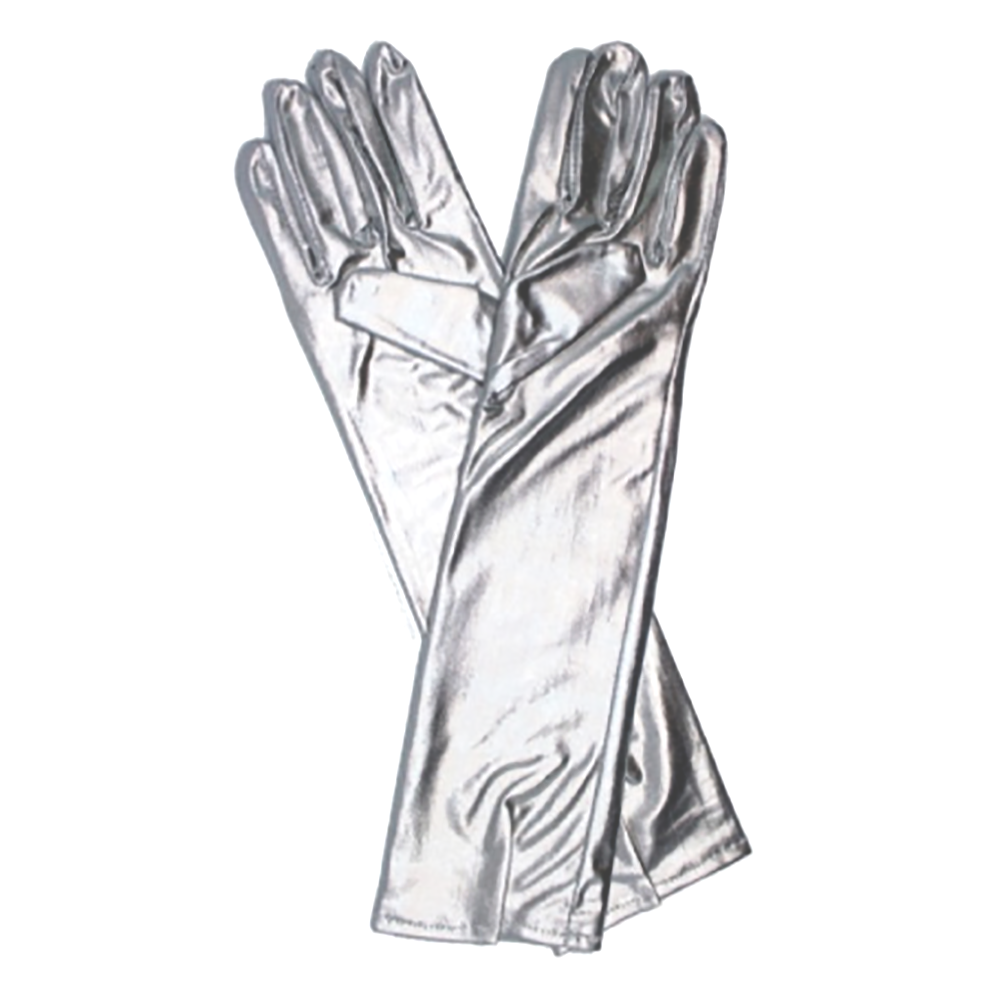 Silver Metallic Long Gloves