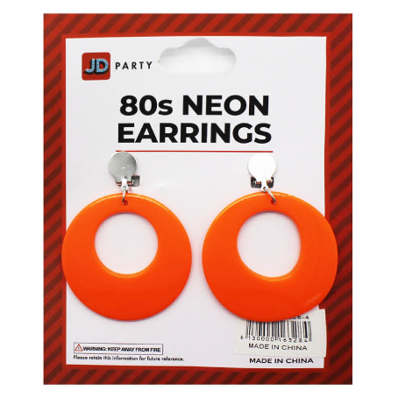 Neon 80s Earrings Orange