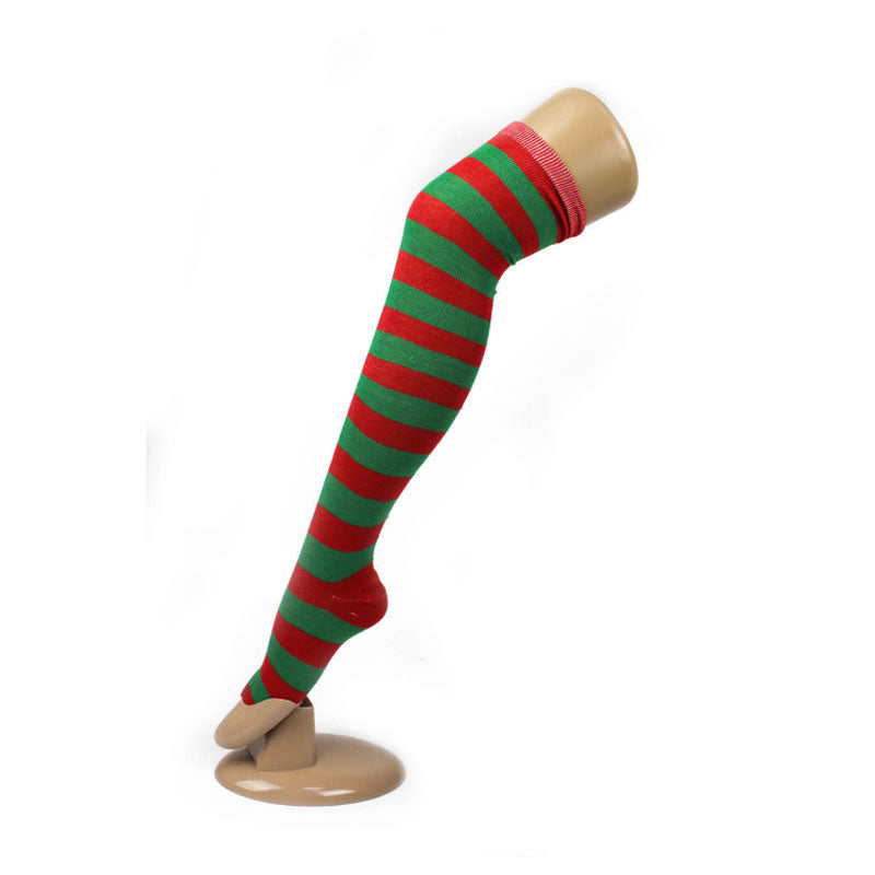 Over The Knee Socks - Red &amp; Green Stripe