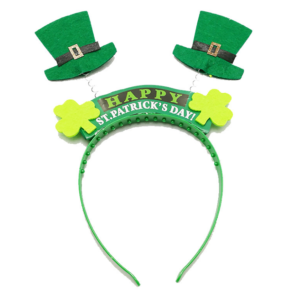 St Patricks Day Headband with Top Hat & Clover
