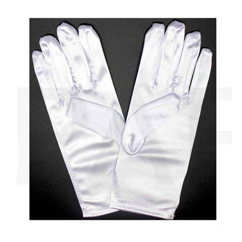 Satin Gloves Short White