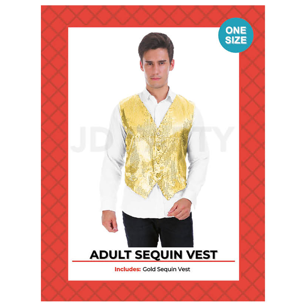 Mens Sequin Vest - Gold