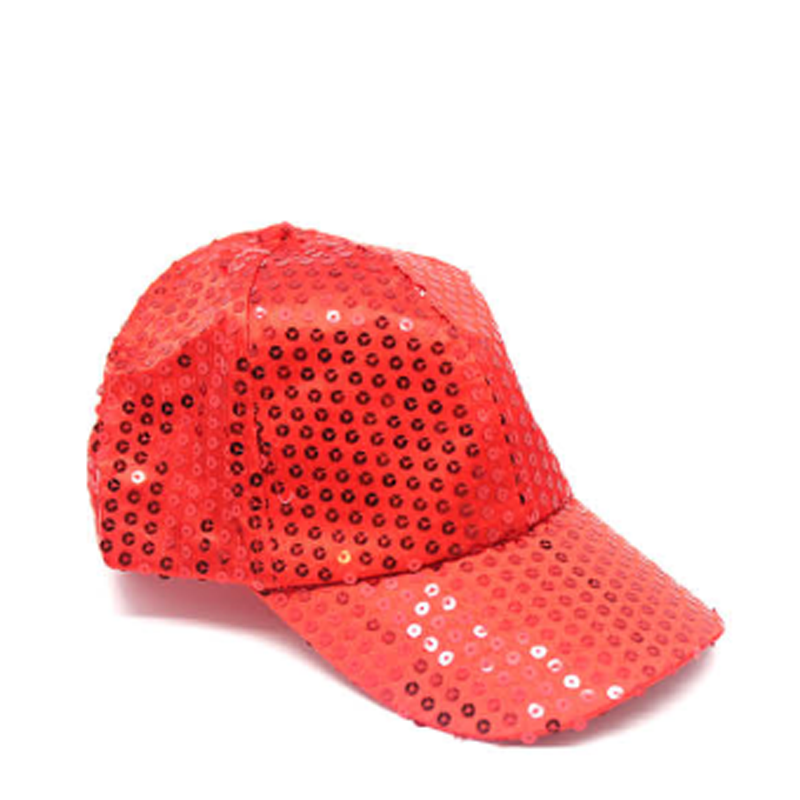 Sequin Baseball Cap - Red