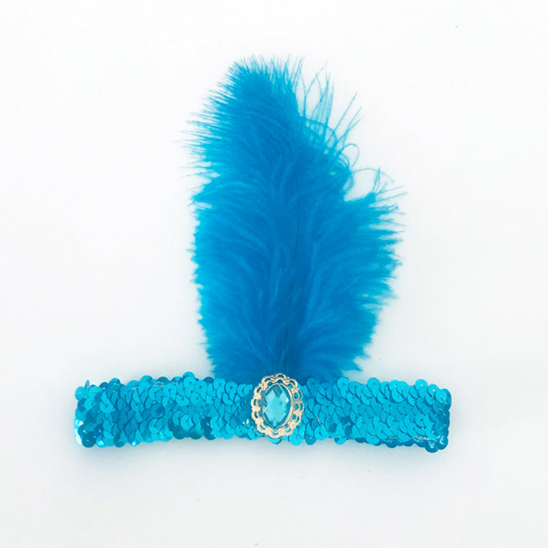 Sequin Flapper Headband - Light Blue
