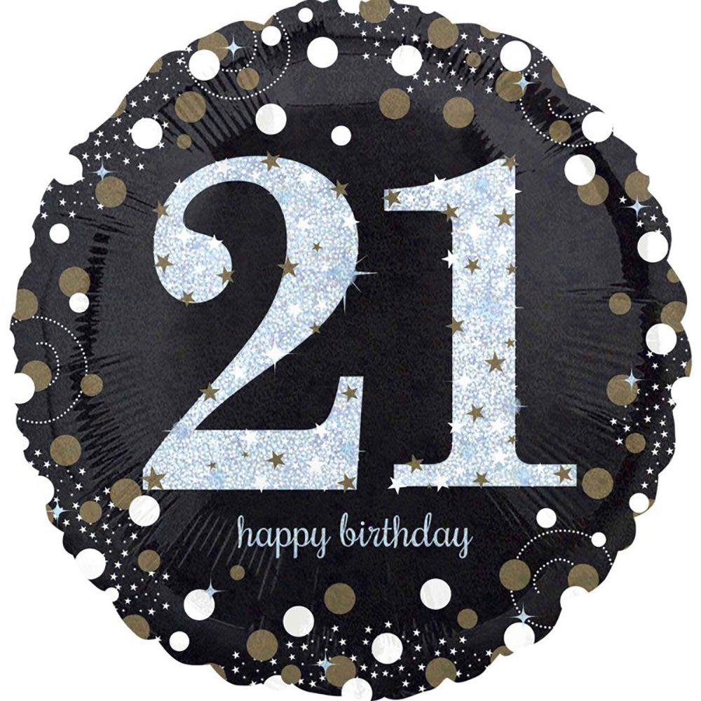 Holographic Sparkling Birthday 21 Balloon