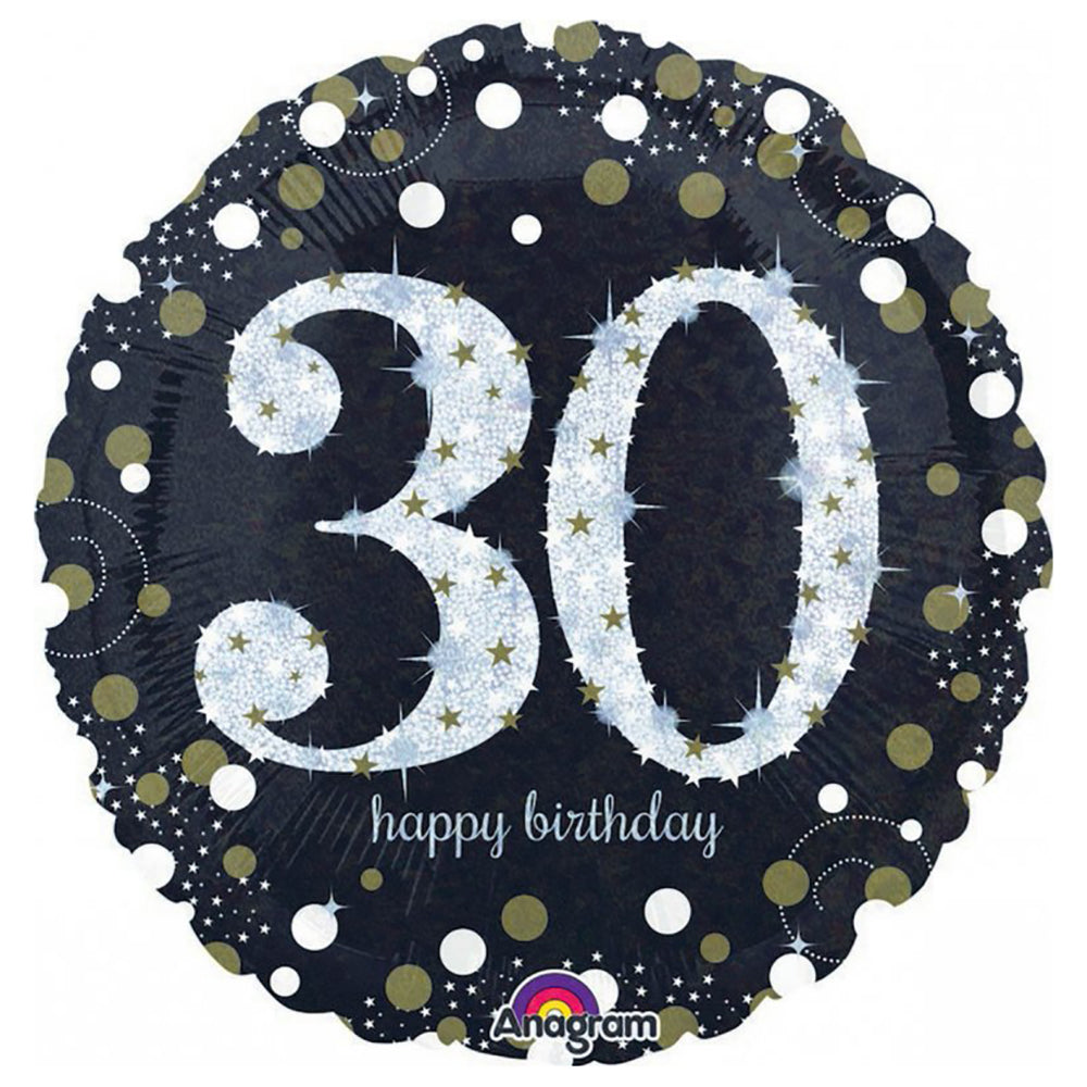 Holographic Sparkling Birthday 30 Balloon