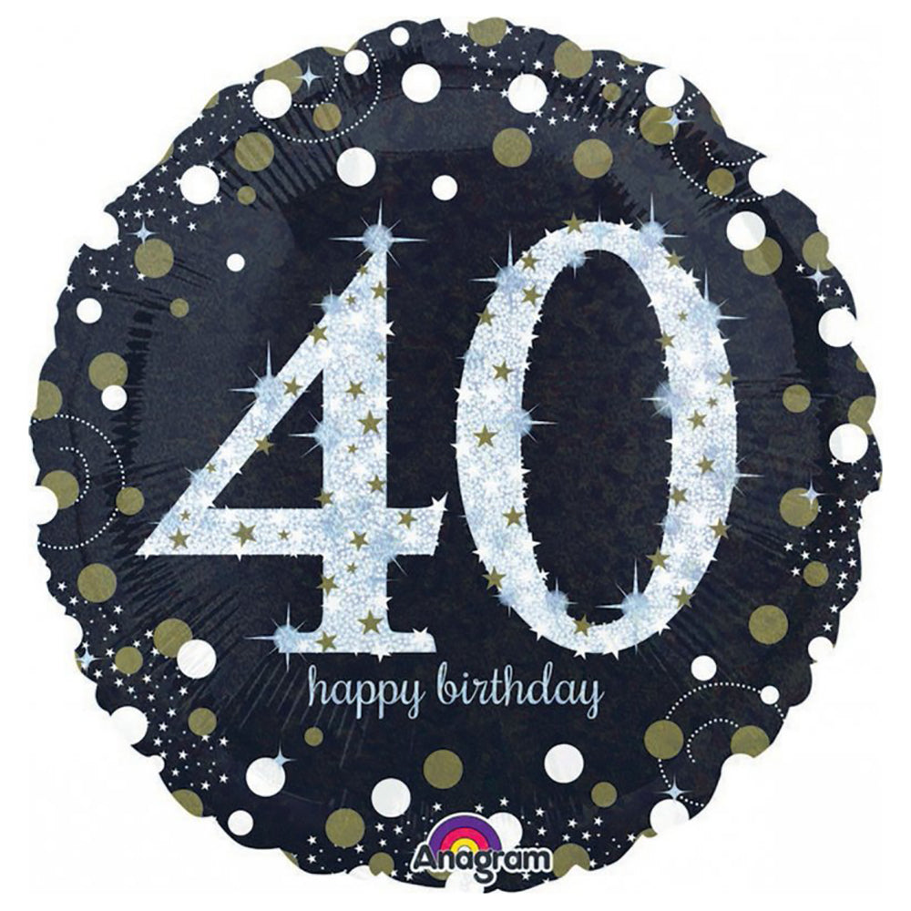 Holographic Sparkling Birthday 40 Balloon