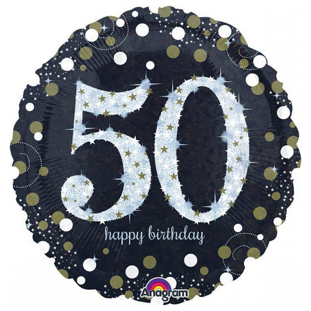 Holographic Sparkling Birthday 50 Balloon