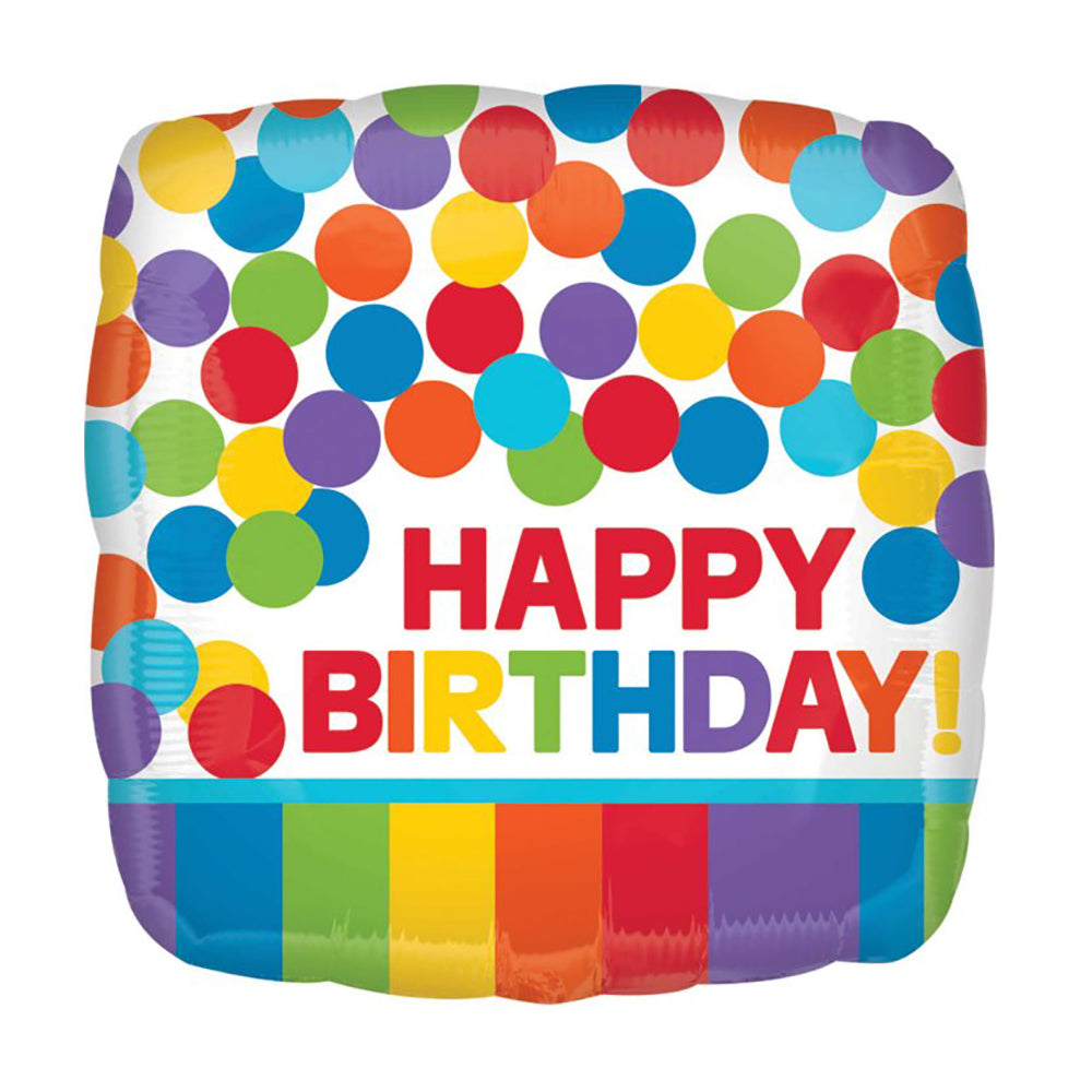 Primary Rainbow Happy Birthday Balloon