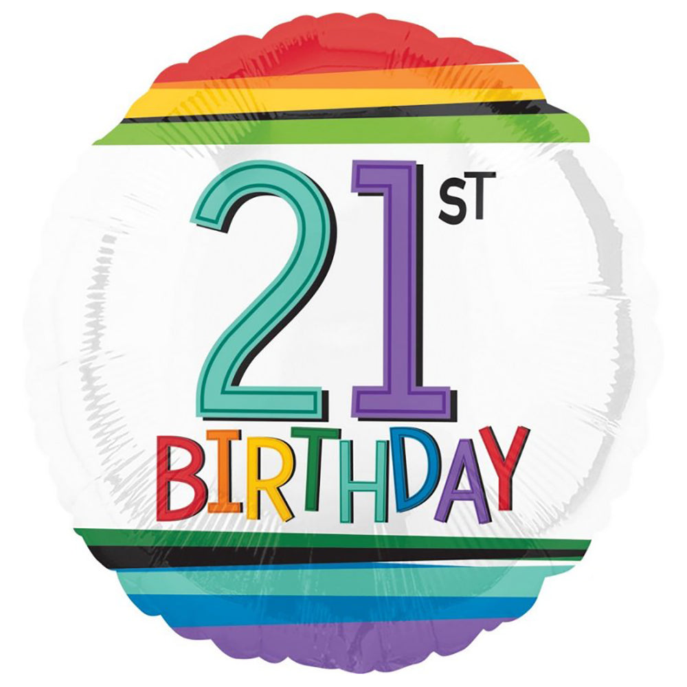 Rainbow Birthday 21 Balloon