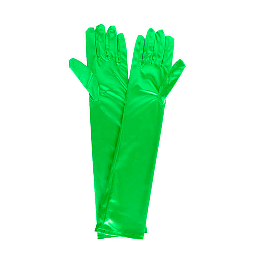Long Satin Gloves - Green