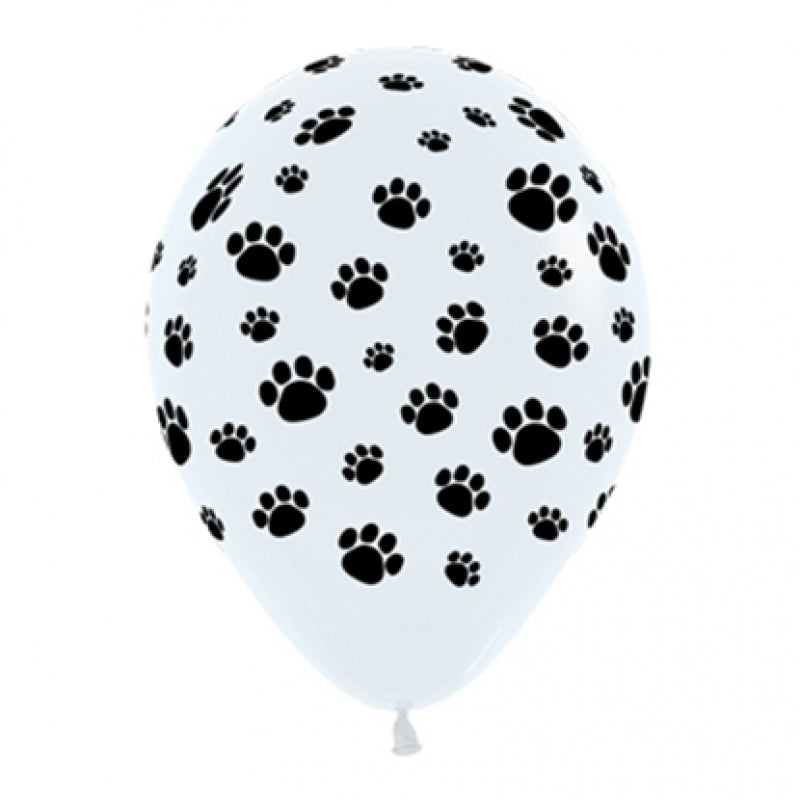 Animal Paw Prints Black & White Latex Balloon