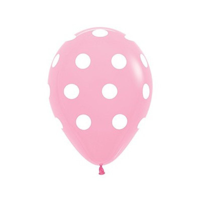 Polka Dots on Fashion Pink Latex Balloon