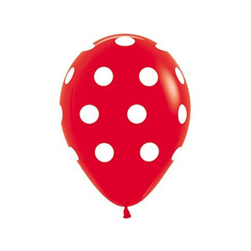 Polka Dots on Fashion Red Latex Balloon