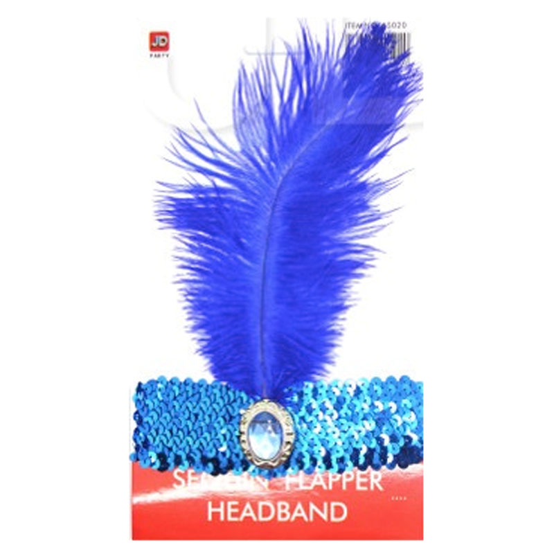 Sequin Flapper Headband - Blue