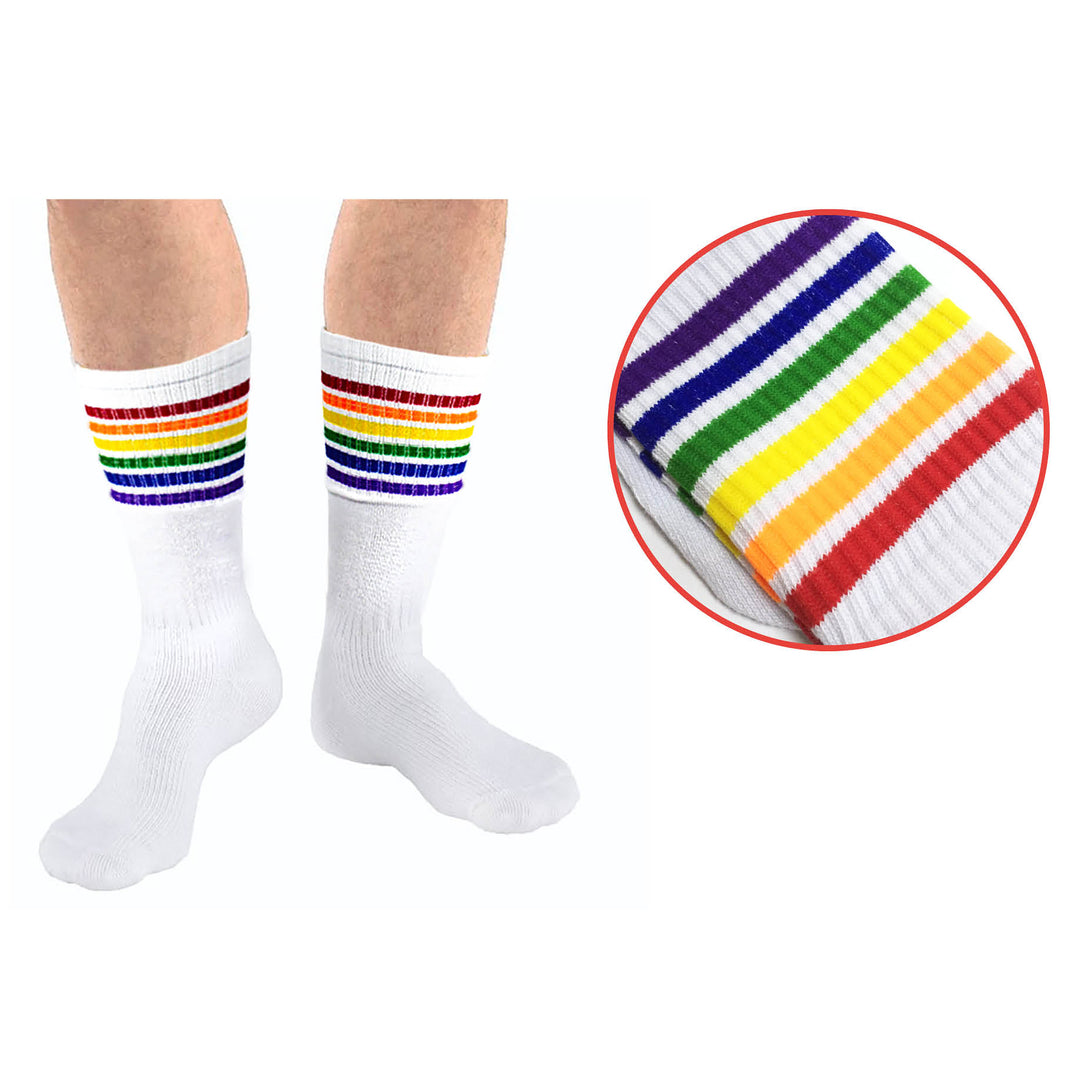 Socks White with Rainbow Stripe