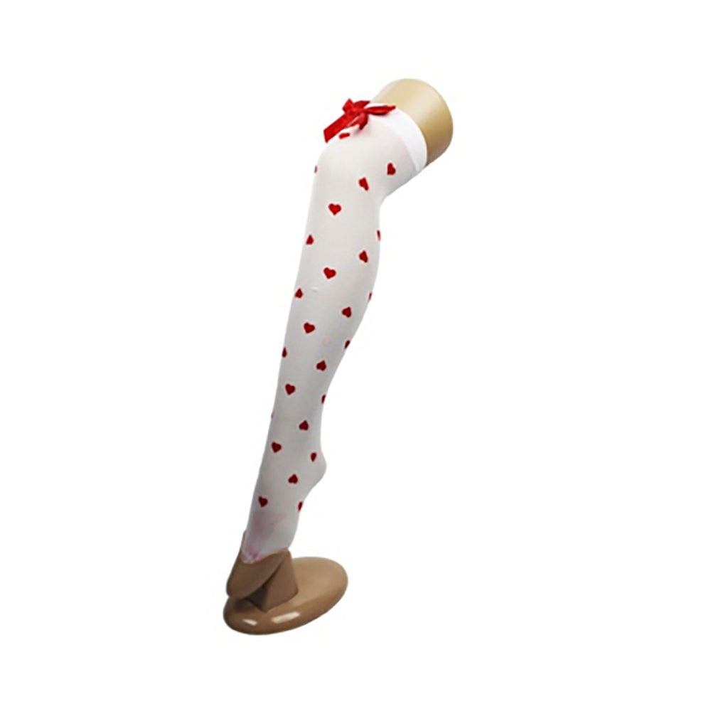 White Stocking with Red Heart Pattern & Bow