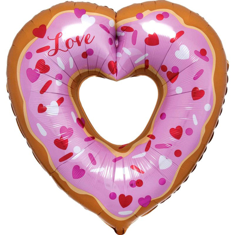 SuperShape Open Heart Donut Love Foil Balloon