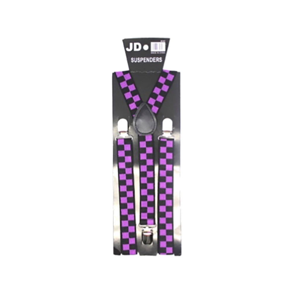 Suspenders - Checkered Purple