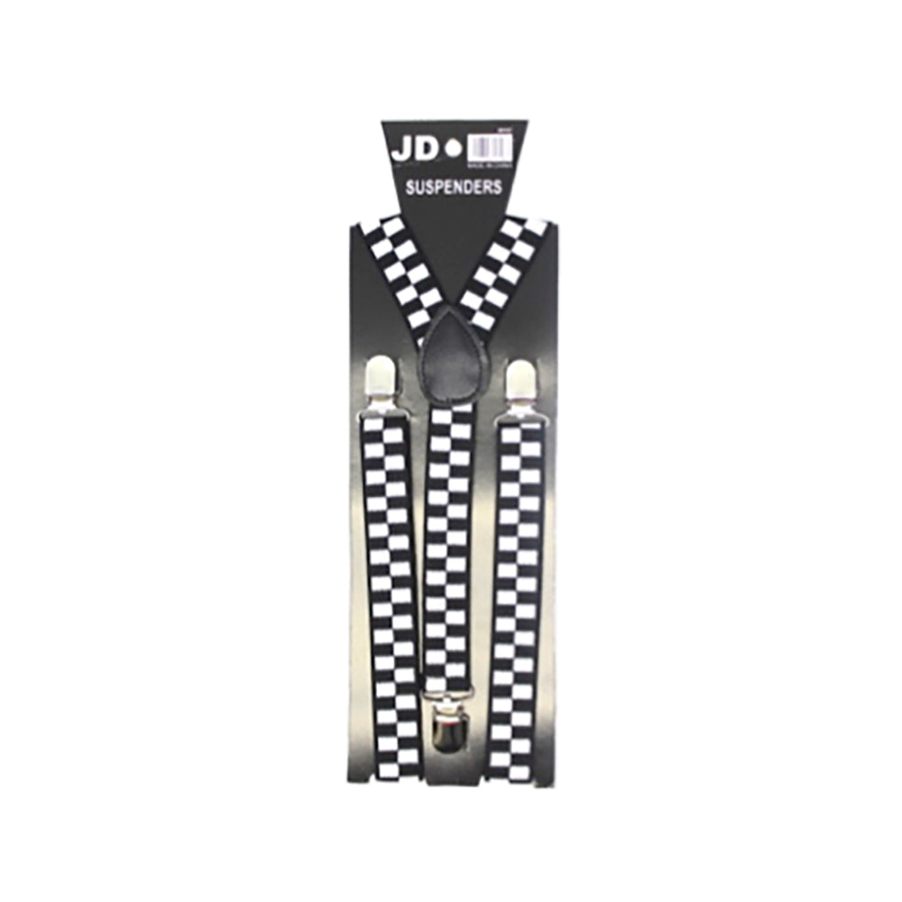 Suspenders - Checkered White