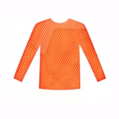 Long Sleeve Fishnet Top Orange Neon