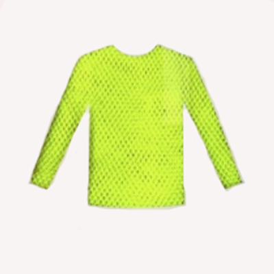 Long Sleeve Fishnet Top Yellow Neon