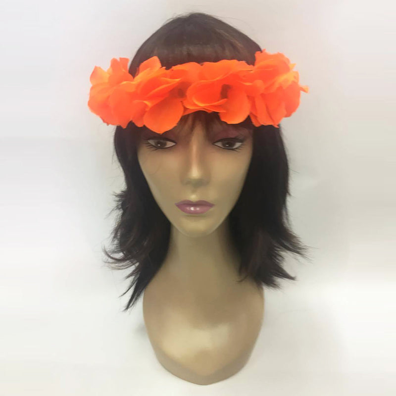 Neon Orange Floral Hawaiian Headband