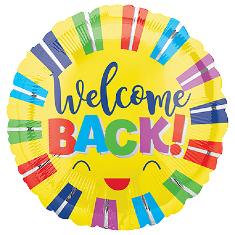 Welcome Back Colourful Stripes Foil Balloon