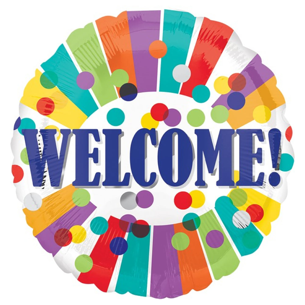 Welcome Dots & Stripes Foil Balloon