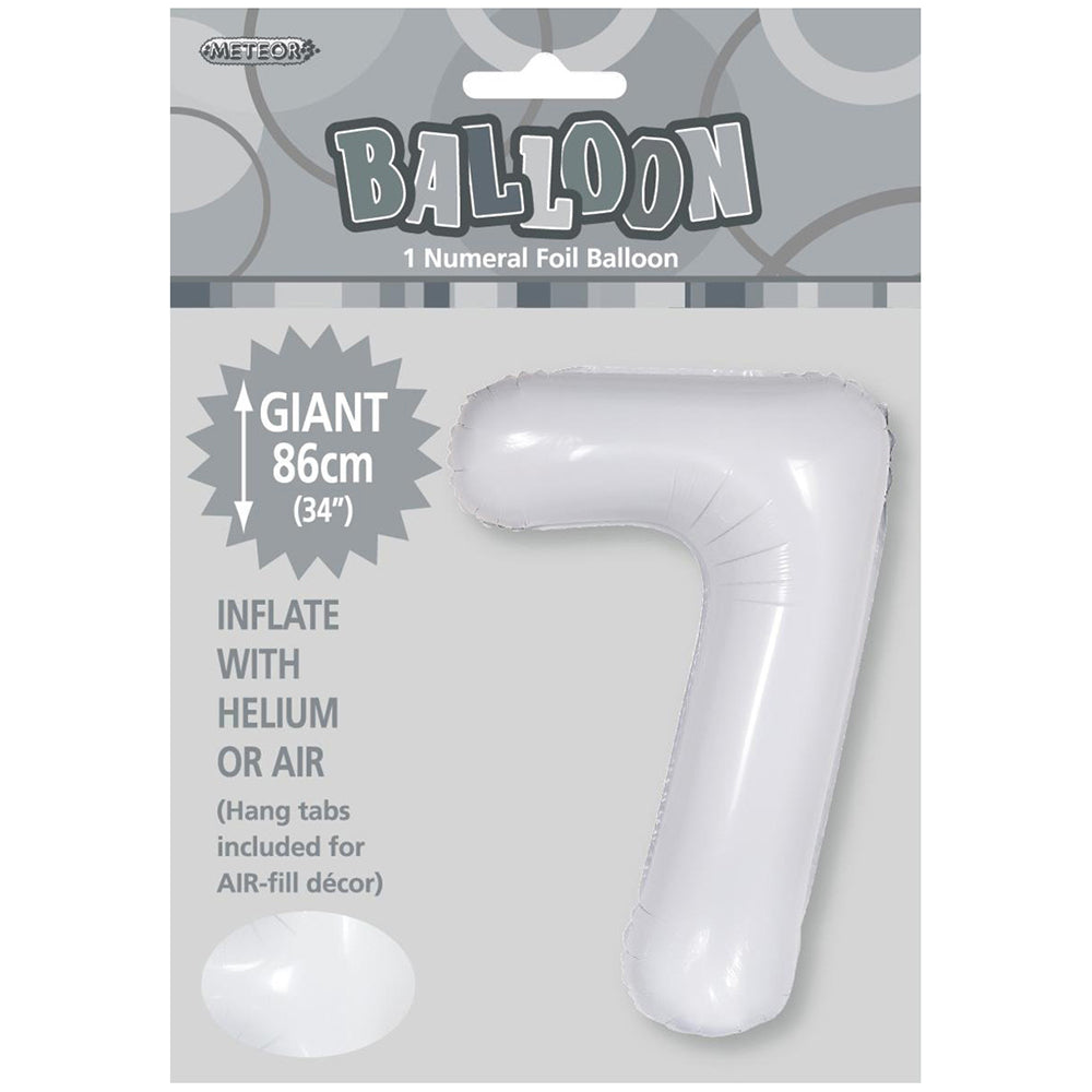 White Giant Number 7 Foil Balloon