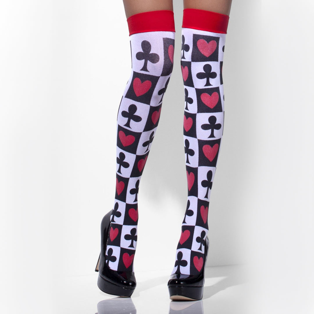 White Poker Pattern Opaque Hold Ups